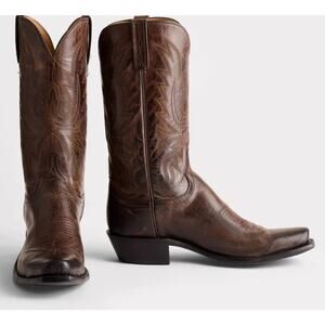 Lucchese Mens N1556R4 Brown Leather Corbin Mad Dog Goat Cowboy Boots Size 9.5 D